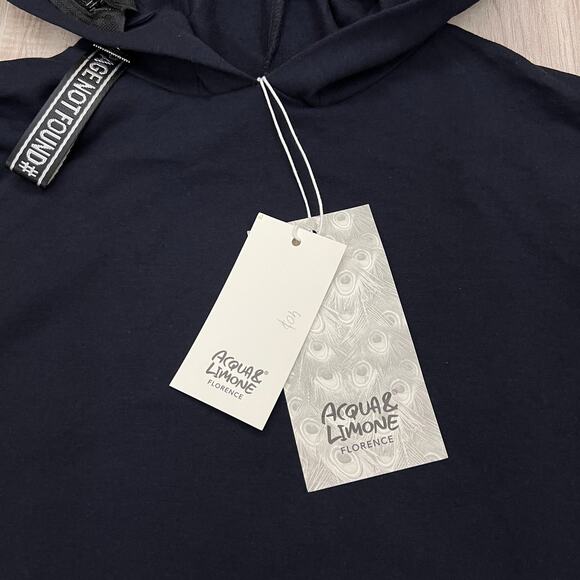 Acqua & Limone Oversized Hoodie Dress Black Graphic FOHR Made in Italy One Size - Picture 8 of 13